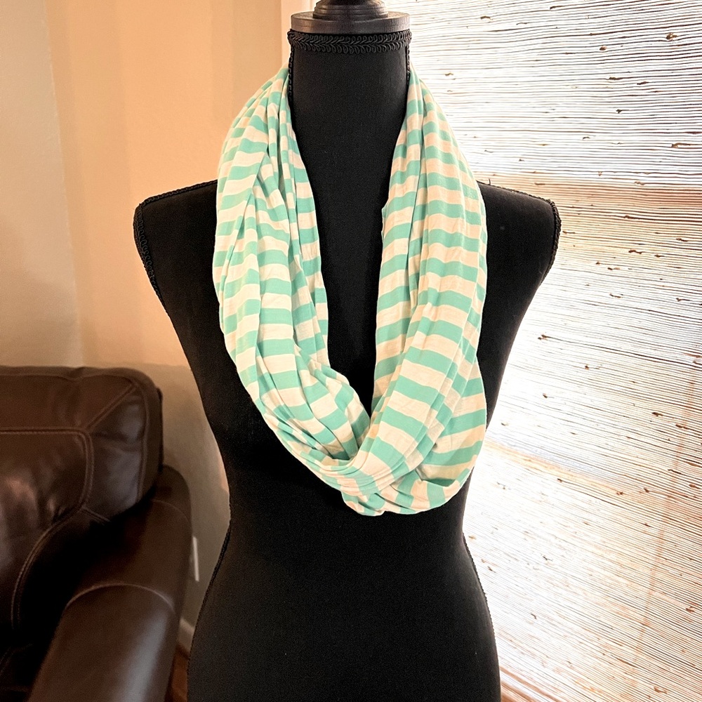 Turquoise & Cream Infinity Scarf